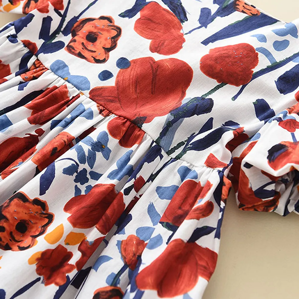 Floral Summer Dress for Girls - Casual Bow Patchwork Princess Style Baby Toddler Party Frock showcase 18