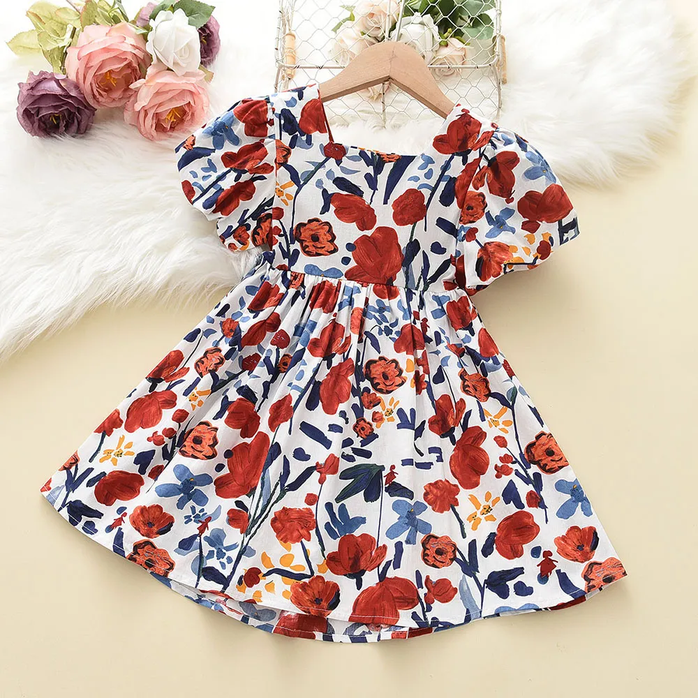 Floral Summer Dress for Girls - Casual Bow Patchwork Princess Style Baby Toddler Party Frock showcase 14