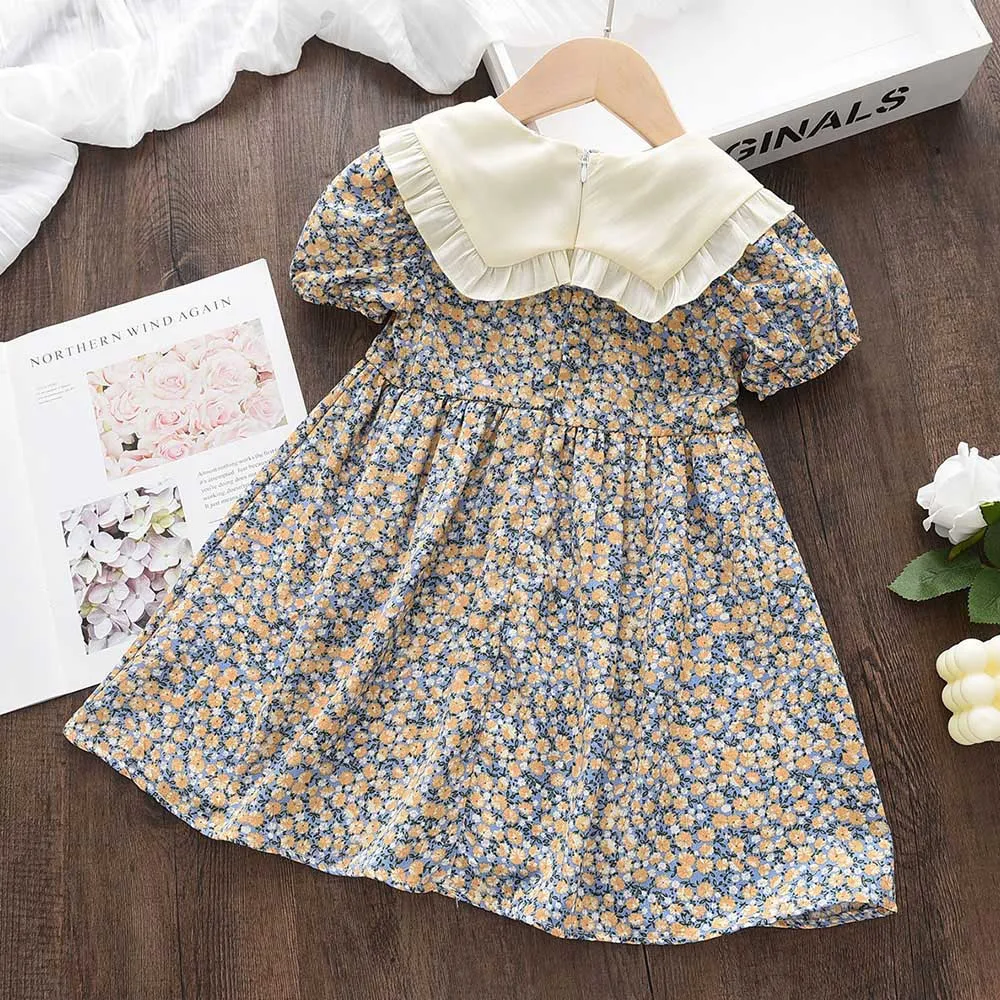 Floral Summer Dress for Girls - Casual Bow Patchwork Princess Style Baby Toddler Party Frock showcase 6