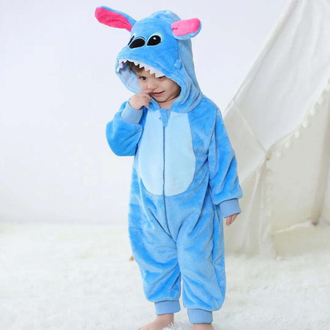 Baby Stitch Kigurumi Romper - Cute Cartoon Animal Jumpsuit for Infants & Toddlers, Long Sleeve Cosplay Pyjamas for Girls & Boys, Perfect for Spring, Fall, and Winter thumbnail 4