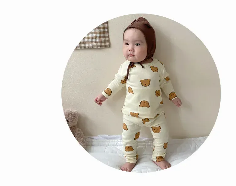 Baby Boys Girls Autumn Winter Cotton Pajama Set 2pcs Long Sleeve Underwear Outfit for Cozy Sleepwear showcase 10