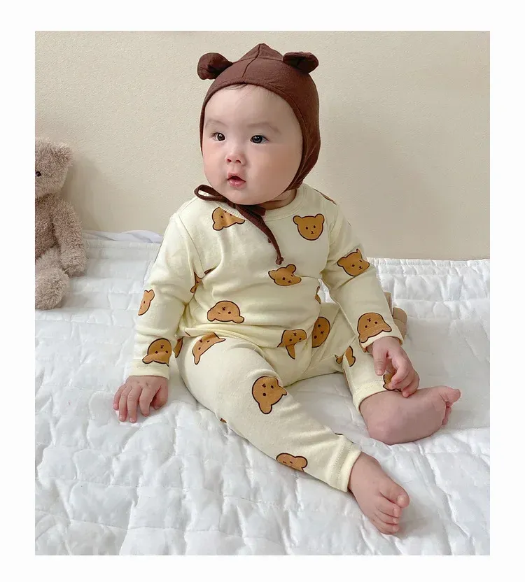 Baby Boys Girls Autumn Winter Cotton Pajama Set 2pcs Long Sleeve Underwear Outfit for Cozy Sleepwear showcase 11