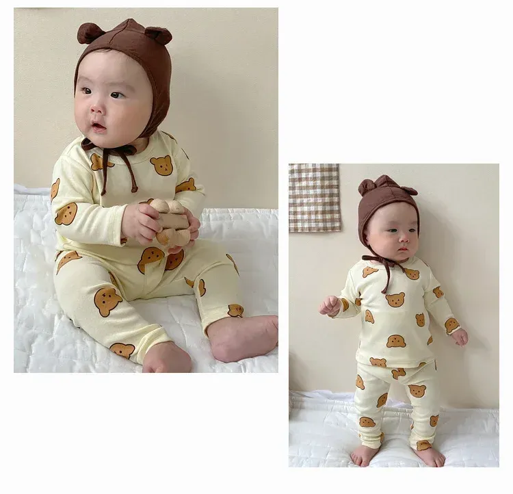 Baby Boys Girls Autumn Winter Cotton Pajama Set 2pcs Long Sleeve Underwear Outfit for Cozy Sleepwear showcase 14