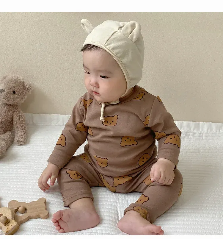 Baby Boys Girls Autumn Winter Cotton Pajama Set 2pcs Long Sleeve Underwear Outfit for Cozy Sleepwear showcase 15