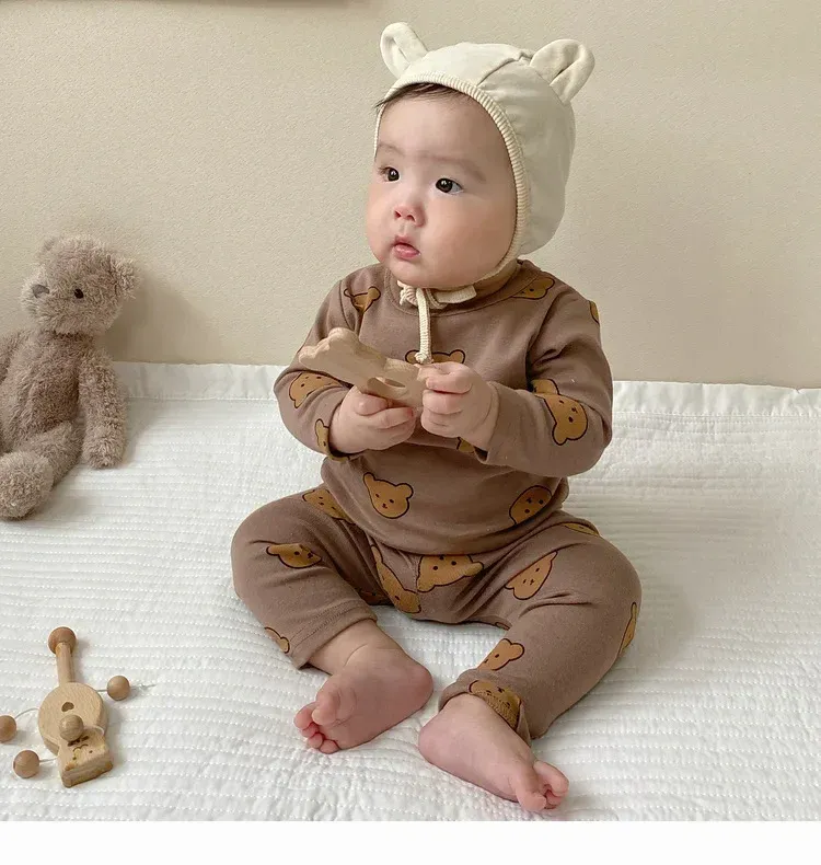 Baby Boys Girls Autumn Winter Cotton Pajama Set 2pcs Long Sleeve Underwear Outfit for Cozy Sleepwear showcase 17