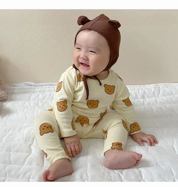 Baby Boys Girls Autumn Winter Cotton Pajama Set 2pcs Long Sleeve Underwear Outfit for Cozy Sleepwear showcase 12