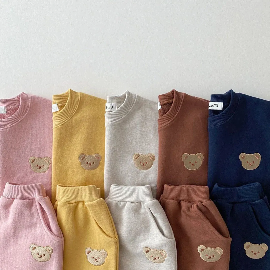Fashion Toddler Baby Boys Girls Fall Clothes Set - Cute Bear Sweatshirt & Pants 2-Piece Sports Outfits for Kids showcase 10