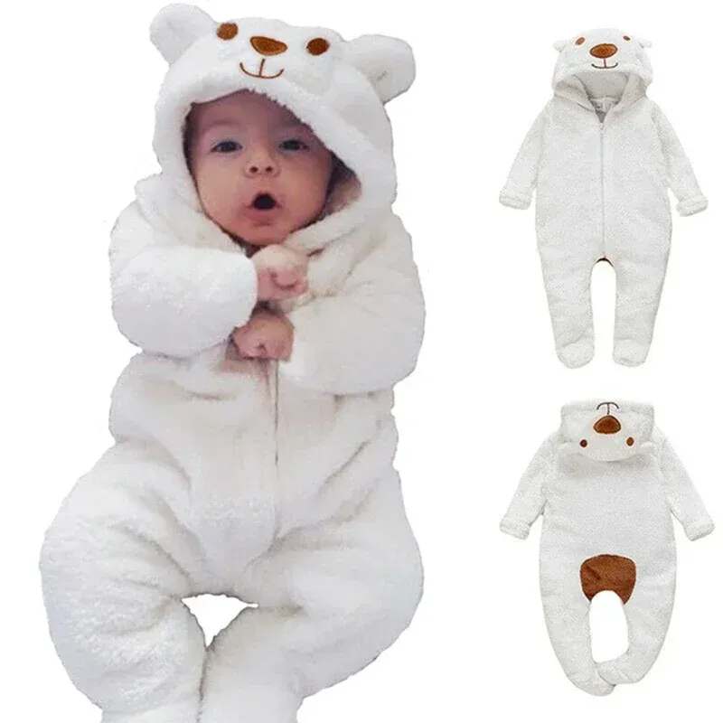 Newborn Baby Bear Hooded Romper Jumpsuit for Boys & Girls - Long Sleeve Cotton Bodysuit Playsuit for Toddlers showcase 5