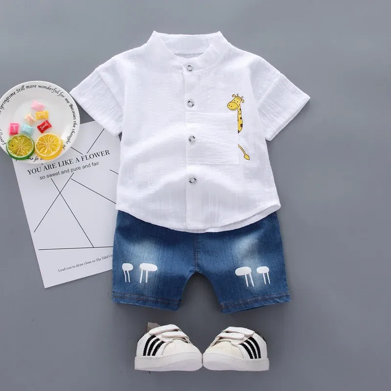Toddler Boys Cartoon Tops & Denim Shorts Set - Summer Outfit for Kids Ages 9 Months to 4 Years thumbnail 2