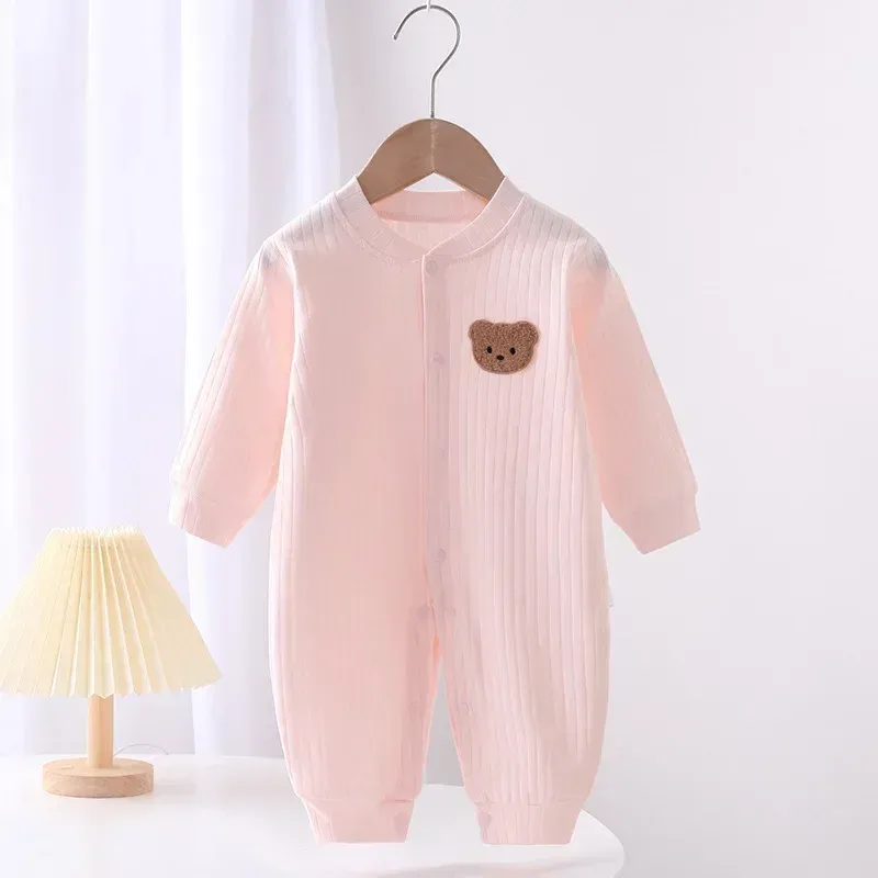 Autumn Baby Clothes Bodysuit Romper for Boys & Girls, 100% Cotton Long Sleeve Loungewear Outfit for Newborns 0-24 Months, Solid Color Soft & Cozy Sleepwear showcase 3
