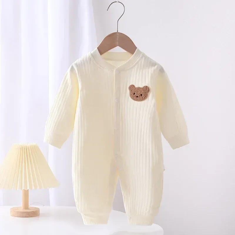 Autumn Baby Clothes Bodysuit Romper for Boys & Girls, 100% Cotton Long Sleeve Loungewear Outfit for Newborns 0-24 Months, Solid Color Soft & Cozy Sleepwear showcase 2