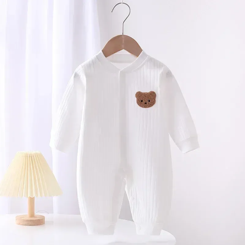 Autumn Baby Clothes Bodysuit Romper for Boys & Girls, 100% Cotton Long Sleeve Loungewear Outfit for Newborns 0-24 Months, Solid Color Soft & Cozy Sleepwear showcase 4