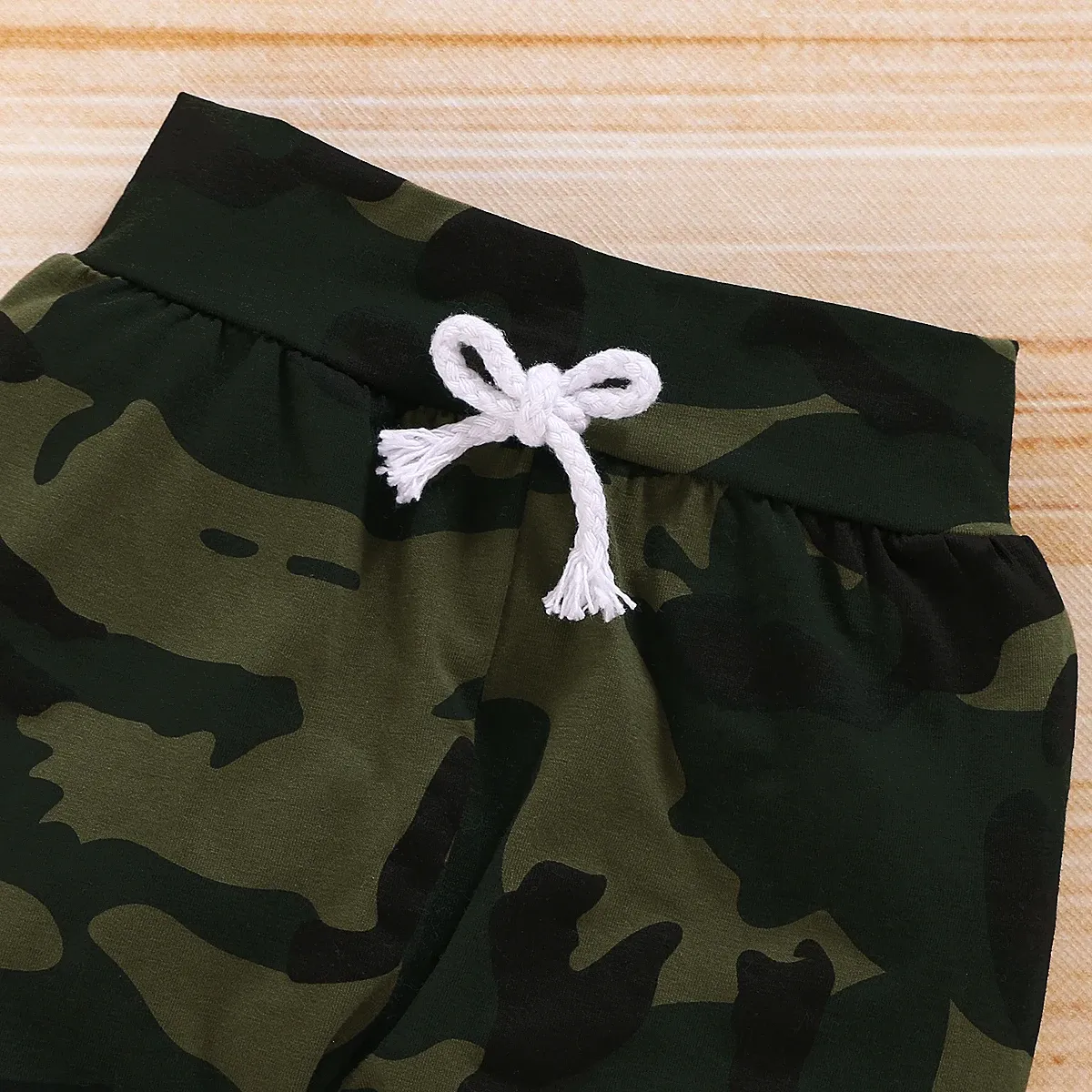 Newborn Baby Boy Summer Outfit Set: Letter Print Short Sleeve Romper, Camouflage Pants & Hat - 3 Piece Toddler Clothes for 0-18 Months thumbnail 4