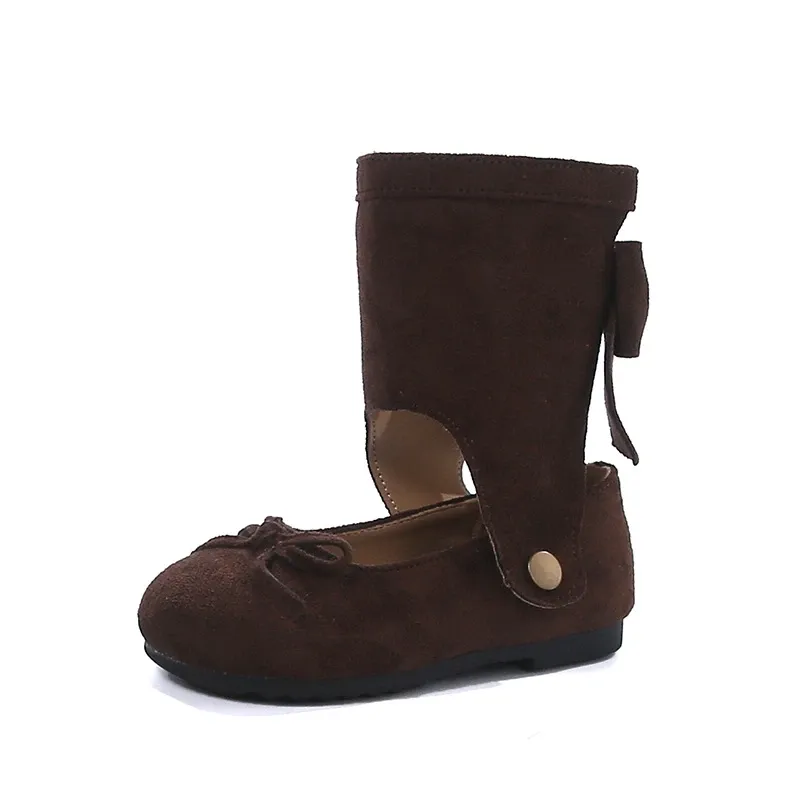 Fashionable Spring Autumn Children's Leather Boots for Girls, Two-in-One Toddler Flat Shoes, Trendy Retro Style Kids Boots, Hot Sale New Arrival showcase 22