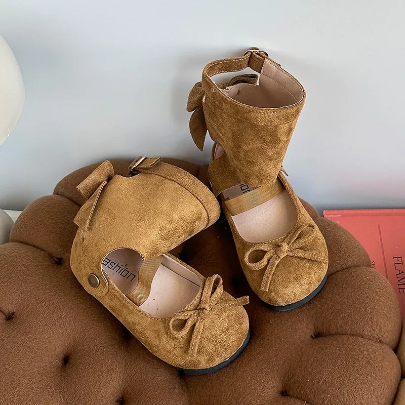 Fashionable Spring Autumn Children's Leather Boots for Girls, Two-in-One Toddler Flat Shoes, Trendy Retro Style Kids Boots, Hot Sale New Arrival showcase 14