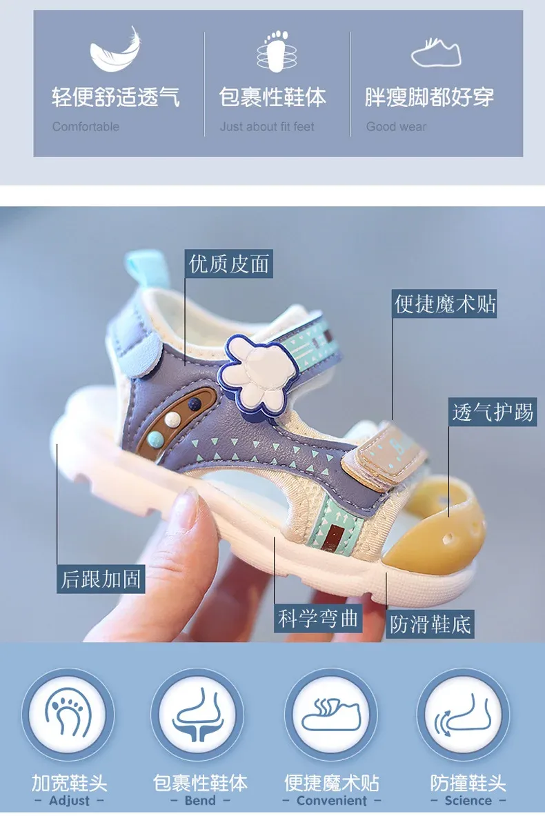 Cartoon Big Finger Children Sandals - Breathable Summer Soft Baby Girls Boys Shoes for Toddlers showcase 3
