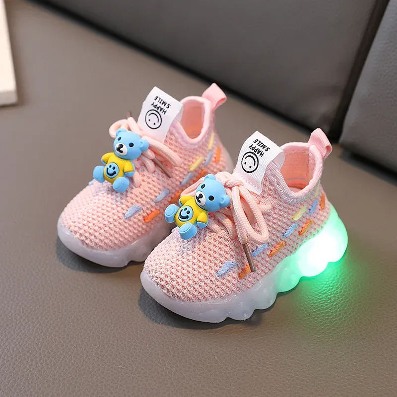 Kids Luminous LED Sneakers for Girls - Fashionable Flashing Casual Sports Shoes for Toddlers, Spring/Autumn Wear thumbnail 2