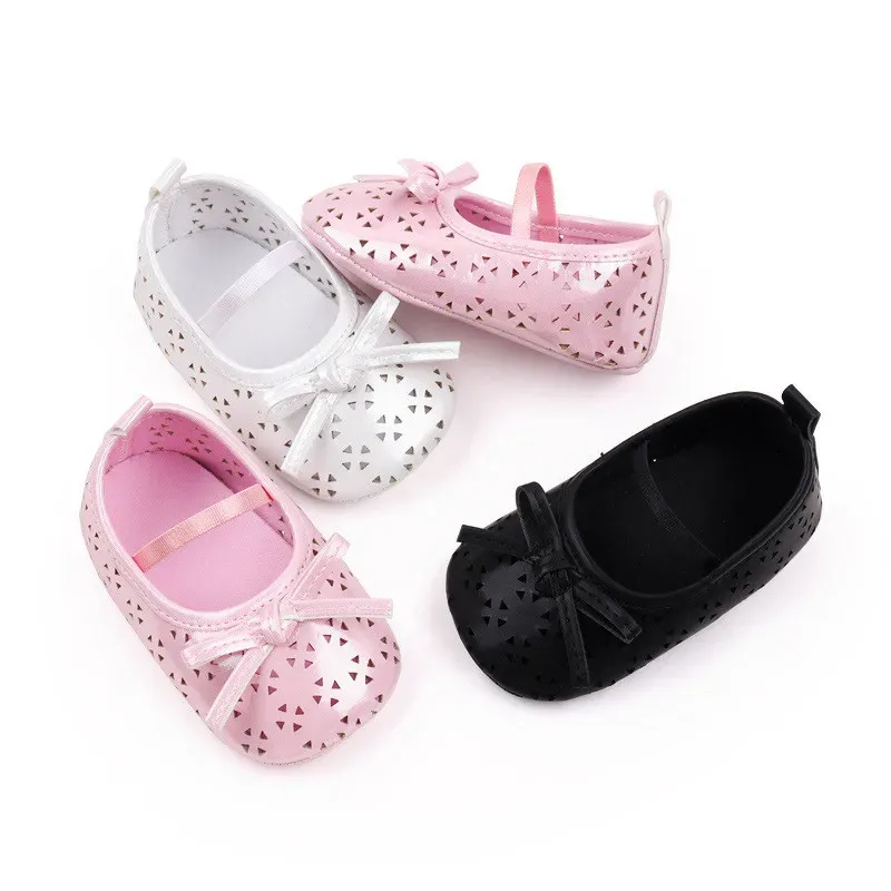 Baby Girls Princess Shoes Cute Bowknot PU First Walker Soft Sole Toddler Crib Shoes for Spring Autumn showcase 2