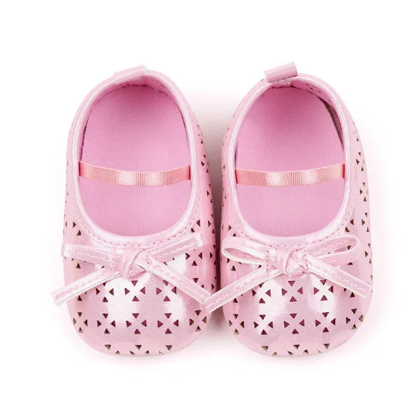 Baby Girls Princess Shoes Cute Bowknot PU First Walker Soft Sole Toddler Crib Shoes for Spring Autumn showcase 3