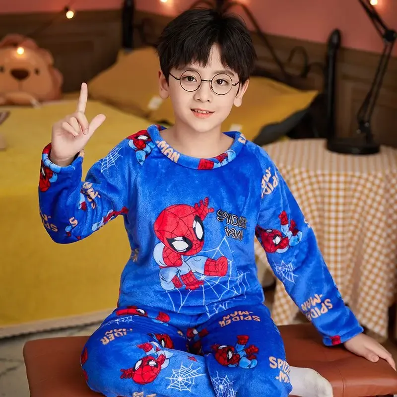 Spiderman Flannel Pajama Set for Kids - Winter Warm Sleepwear for Boys & Girls, Toddler Plush Loungewear, Casual Homewear thumbnail 5