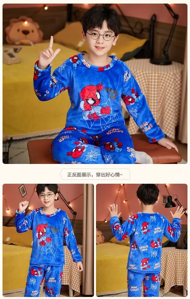 Spiderman Flannel Pajama Set for Kids - Winter Warm Sleepwear for Boys & Girls, Toddler Plush Loungewear, Casual Homewear showcase 3