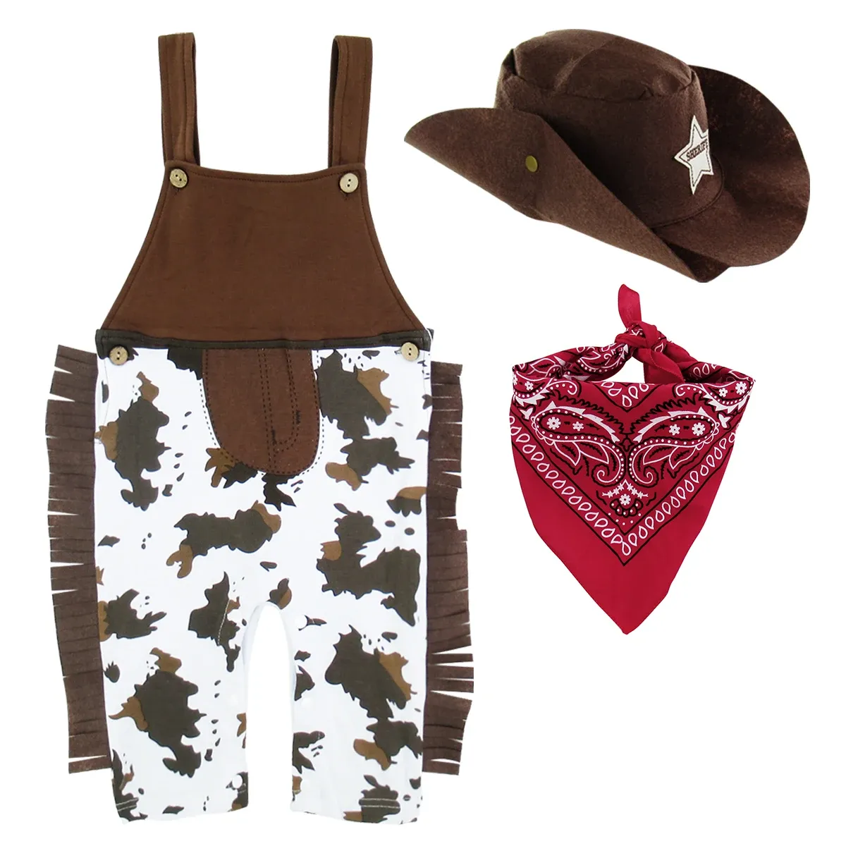 Baby Boys Halloween Cowboy Costume Outfit - Toddler Infant Western Fancy Dress for Purim Carnival & Birthday Parties thumbnail 2