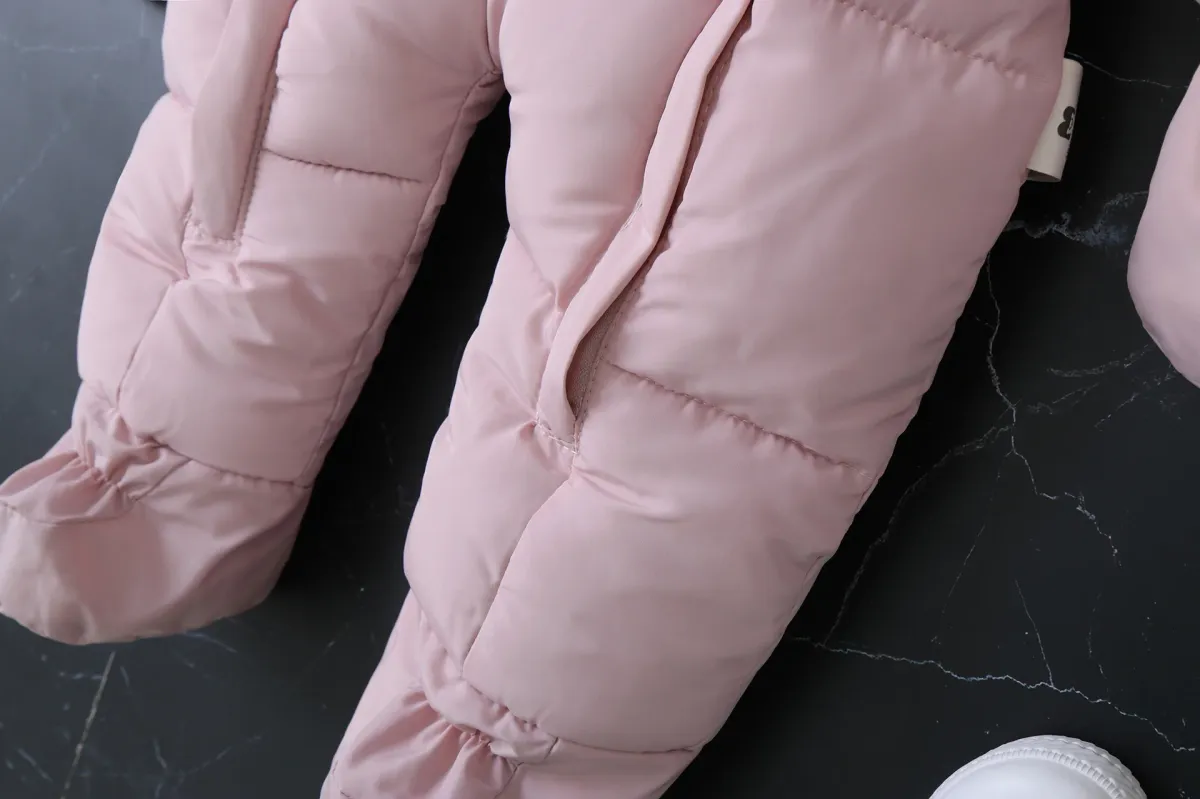 2024 Warm Winter Baby Rompers Thick Fleece Hooded Jumpsuit for Newborn Boys & Girls, Infant Toddler Overalls with Removable Foot Covers showcase 6