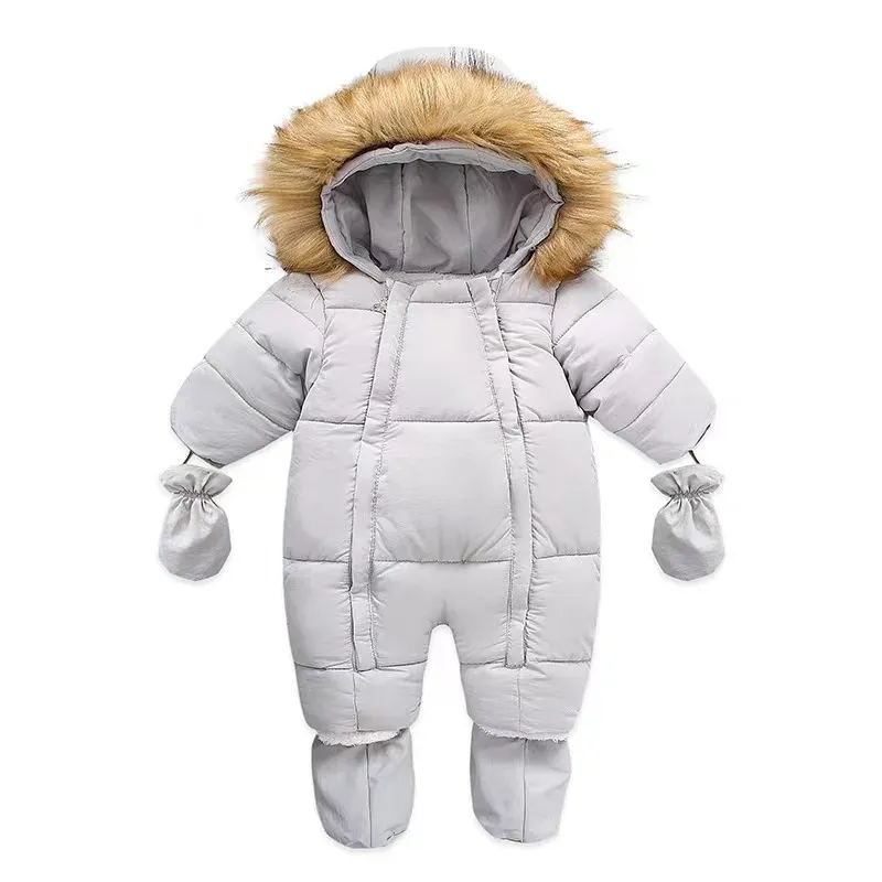 2024 Warm Winter Baby Rompers Thick Fleece Hooded Jumpsuit for Newborn Boys & Girls, Infant Toddler Overalls with Removable Foot Covers showcase 41
