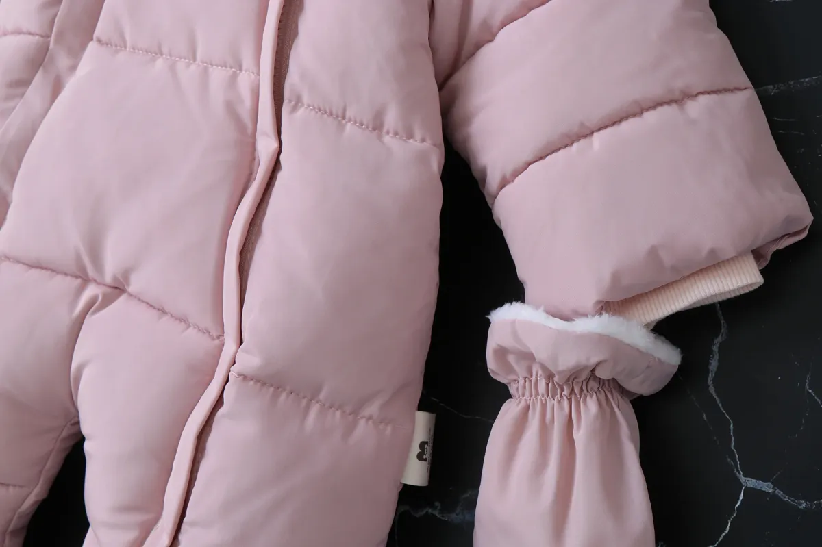 2024 Warm Winter Baby Rompers Thick Fleece Hooded Jumpsuit for Newborn Boys & Girls, Infant Toddler Overalls with Removable Foot Covers showcase 5