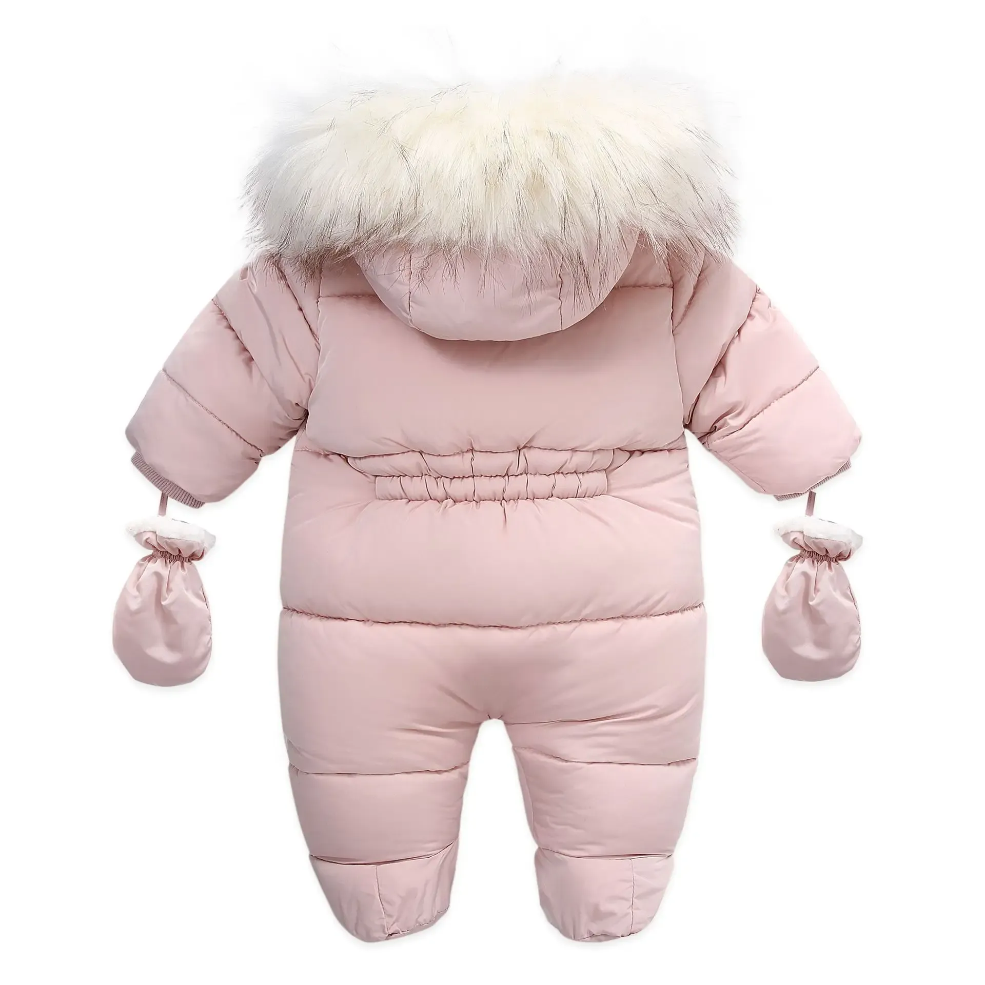 2024 Warm Winter Baby Rompers Thick Fleece Hooded Jumpsuit for Newborn Boys & Girls, Infant Toddler Overalls with Removable Foot Covers thumbnail 3
