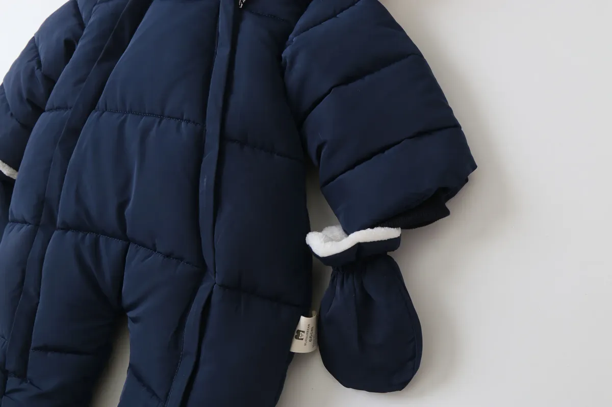 2024 Warm Winter Baby Rompers Thick Fleece Hooded Jumpsuit for Newborn Boys & Girls, Infant Toddler Overalls with Removable Foot Covers showcase 31