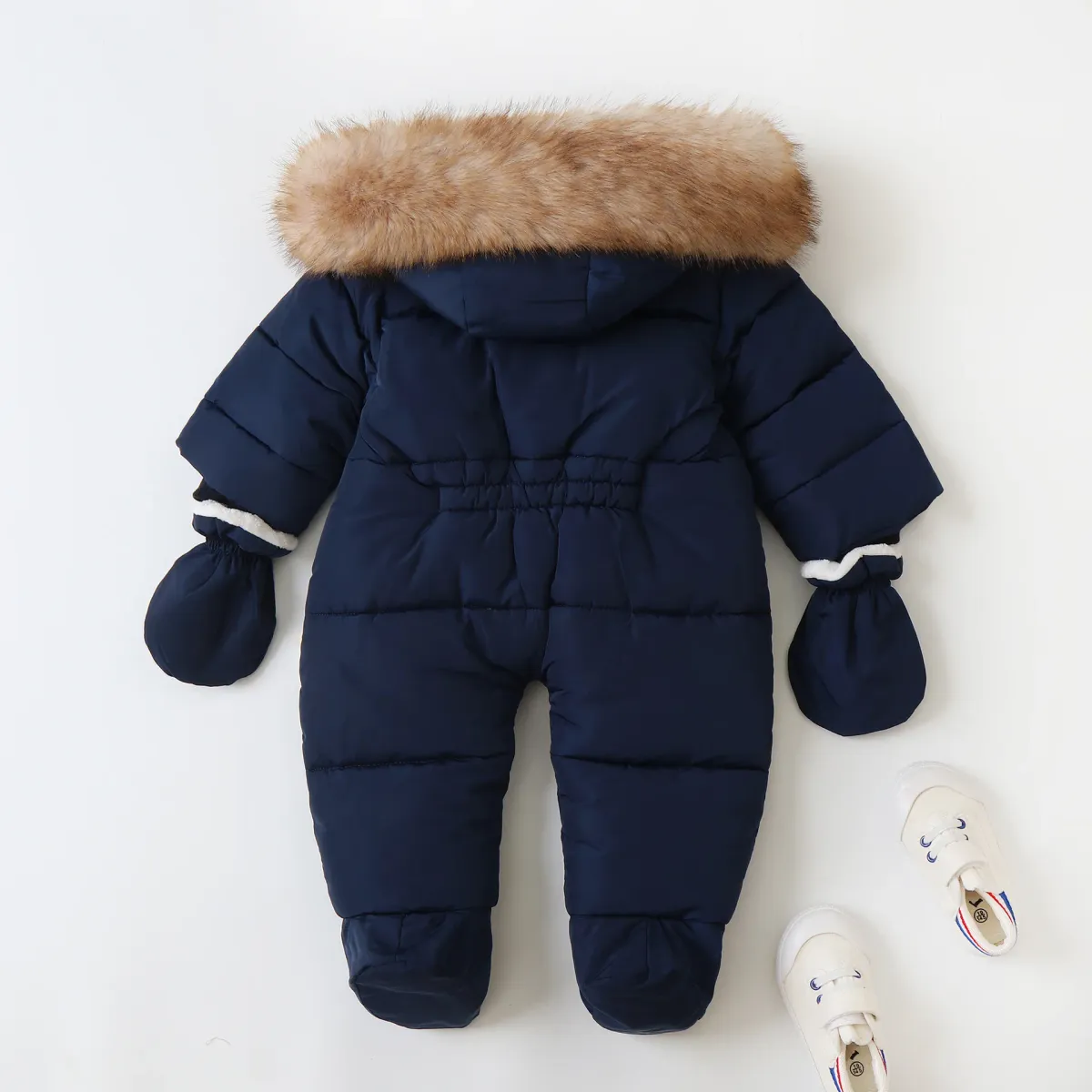 2024 Warm Winter Baby Rompers Thick Fleece Hooded Jumpsuit for Newborn Boys & Girls, Infant Toddler Overalls with Removable Foot Covers showcase 40