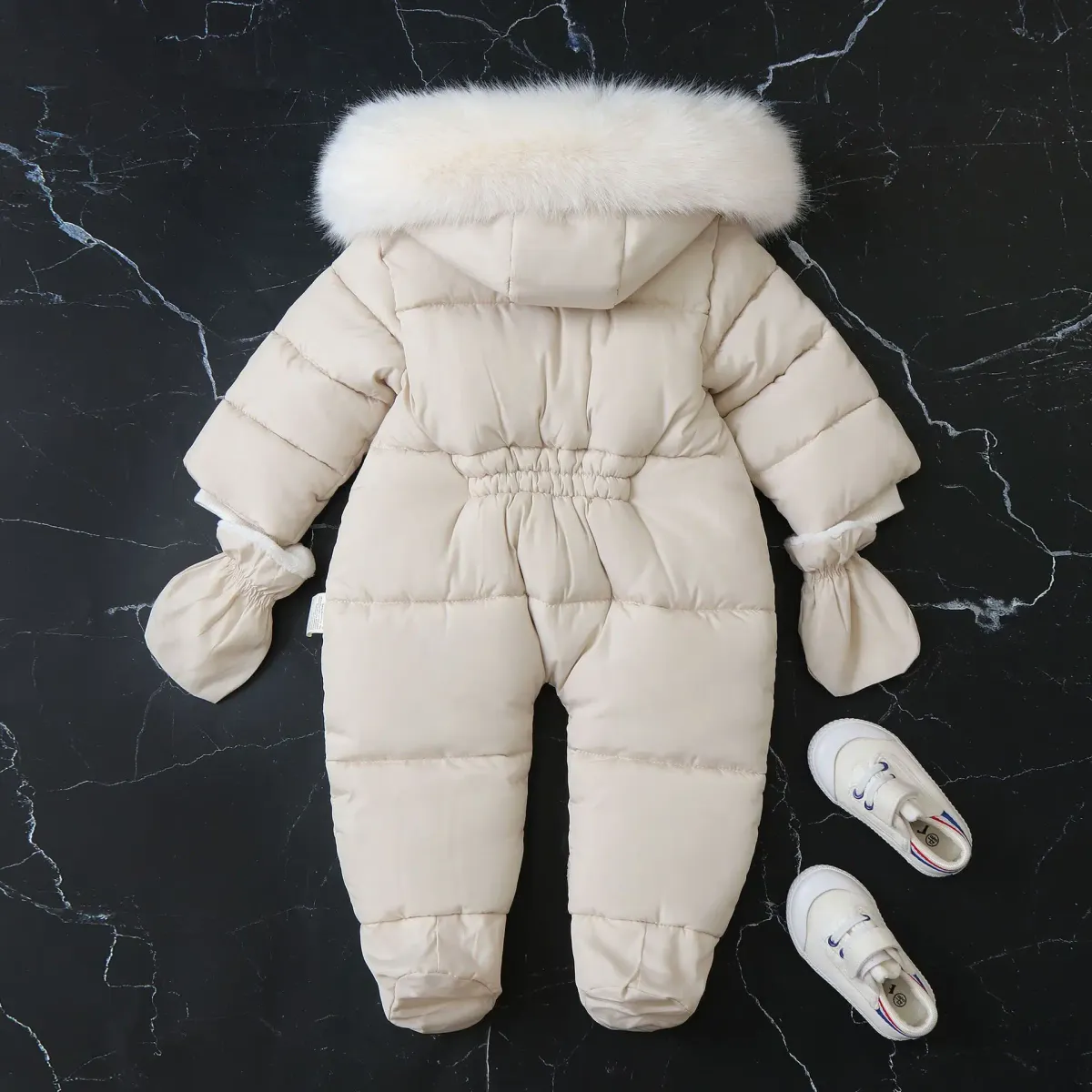 2024 Warm Winter Baby Rompers Thick Fleece Hooded Jumpsuit for Newborn Boys & Girls, Infant Toddler Overalls with Removable Foot Covers showcase 24