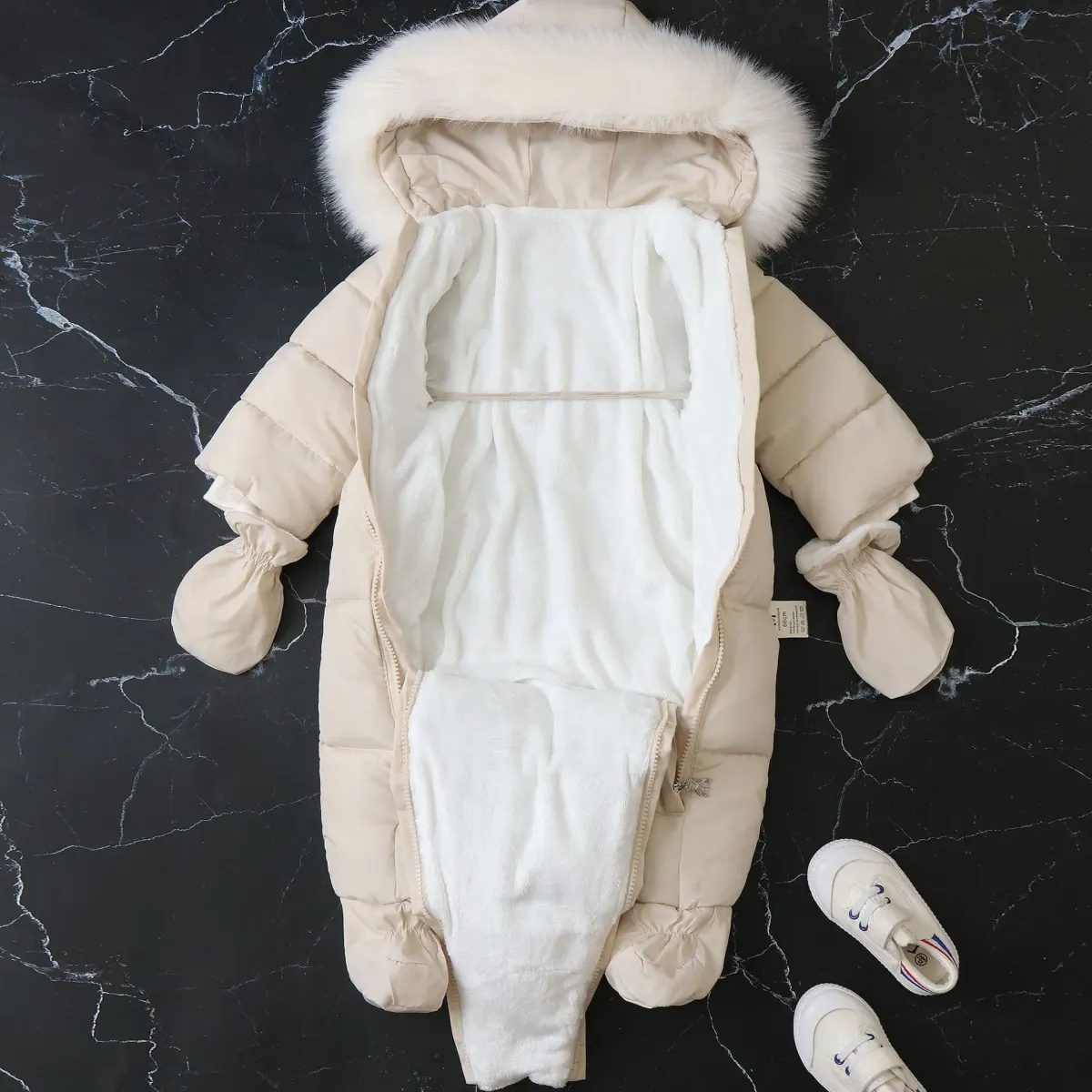 2024 Warm Winter Baby Rompers Thick Fleece Hooded Jumpsuit for Newborn Boys & Girls, Infant Toddler Overalls with Removable Foot Covers showcase 20