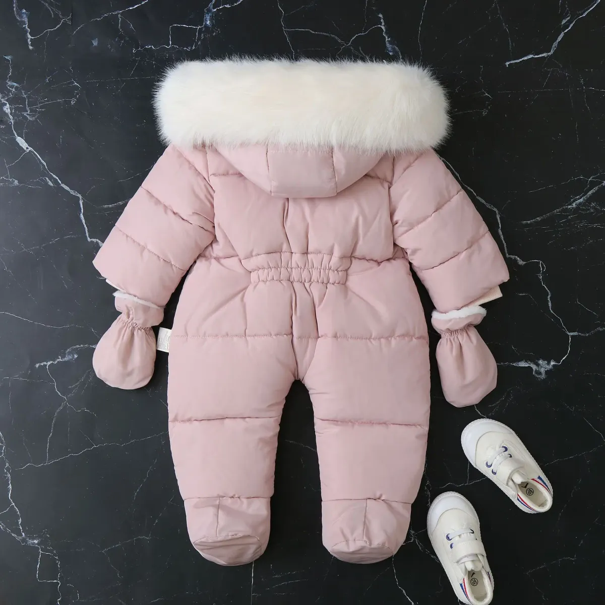 2024 Warm Winter Baby Rompers Thick Fleece Hooded Jumpsuit for Newborn Boys & Girls, Infant Toddler Overalls with Removable Foot Covers showcase 2