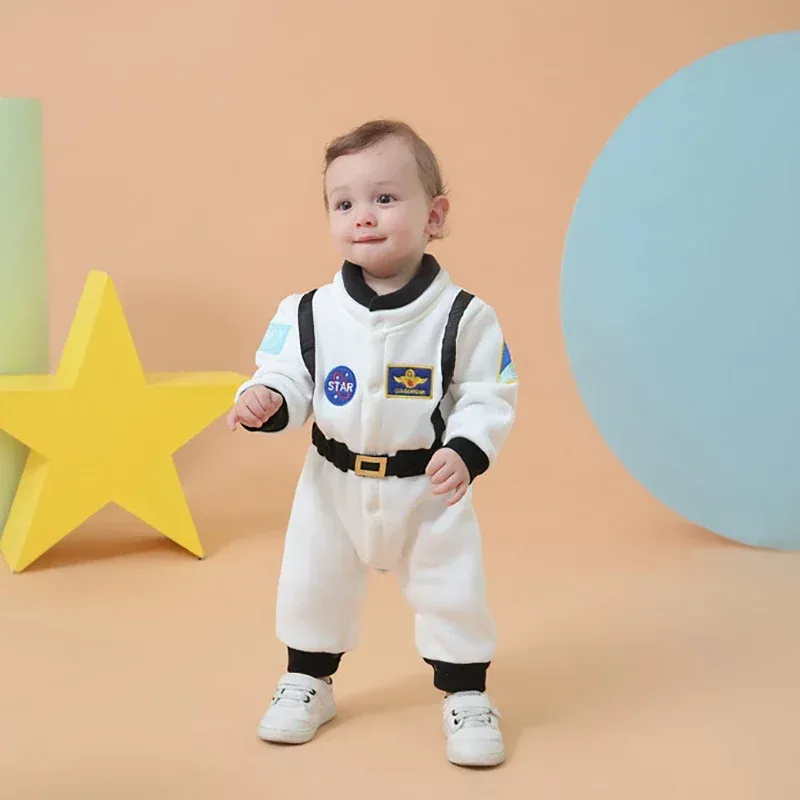 Cute Astronaut Cosplay Costume Romper for Baby Boys and Girls, Toddler Infant Space Suit Jumpsuit for Halloween, Birthday Parties, and Dress-Up Fun thumbnail 2