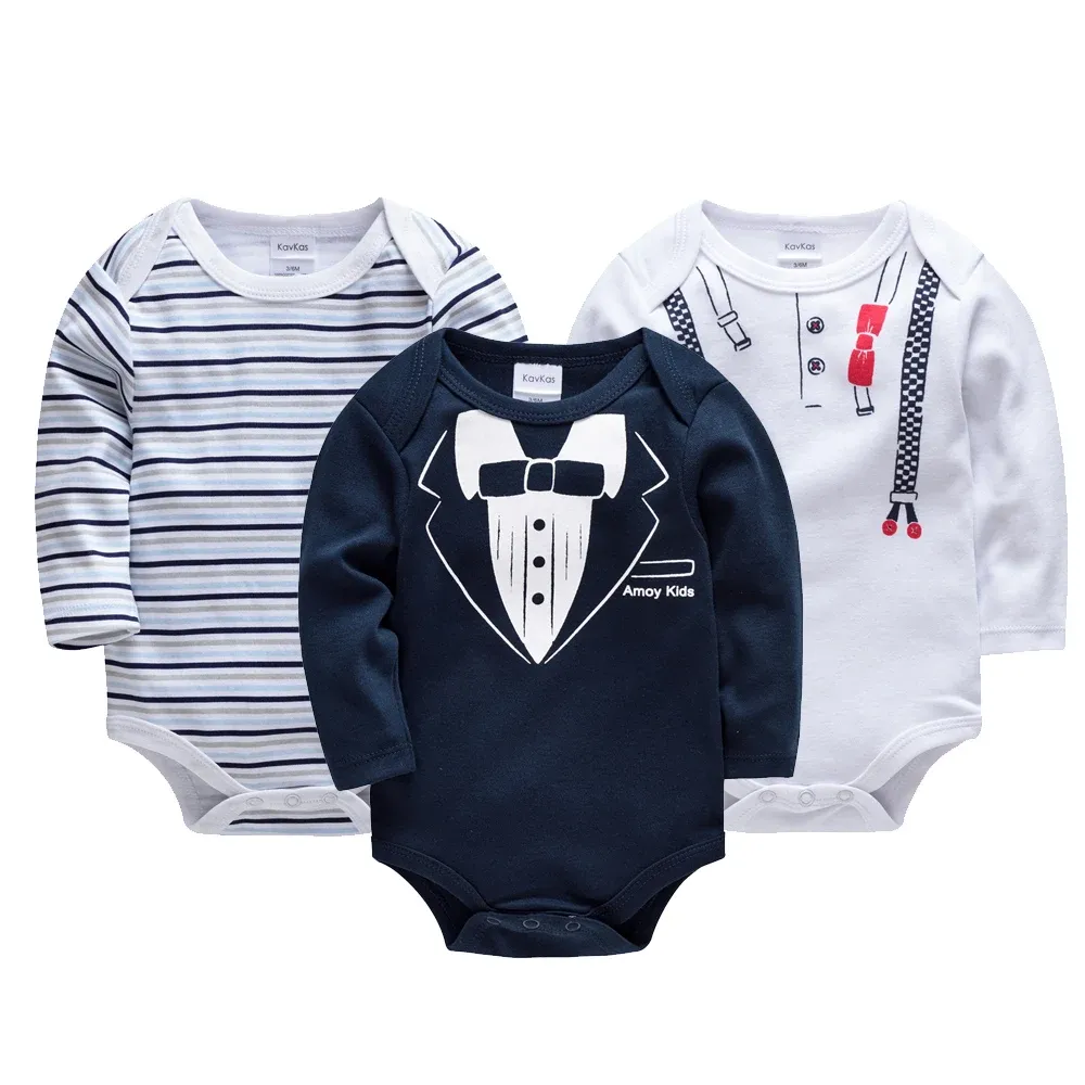 100% Cotton Newborn Baby Romper Set 3/6 Pcs Long Sleeve Bodysuit for Boys, Cute Infant Jumpsuit Gift, Sizes 0-24 Months showcase 9