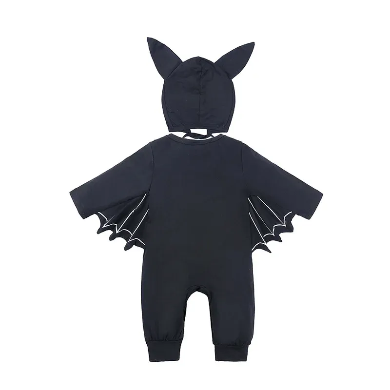 Halloween Baby Bat Costume Romper Jumpsuit for Infants Boys Girls - Black Cotton Cosplay Outfit with Hat for Purim Party Carnival Fancy Dress showcase 7