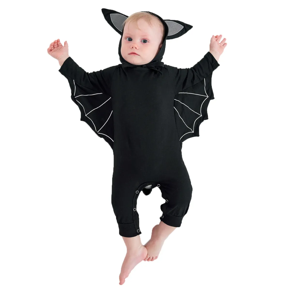 Halloween Baby Bat Costume Romper Jumpsuit for Infants Boys Girls - Black Cotton Cosplay Outfit with Hat for Purim Party Carnival Fancy Dress showcase 15