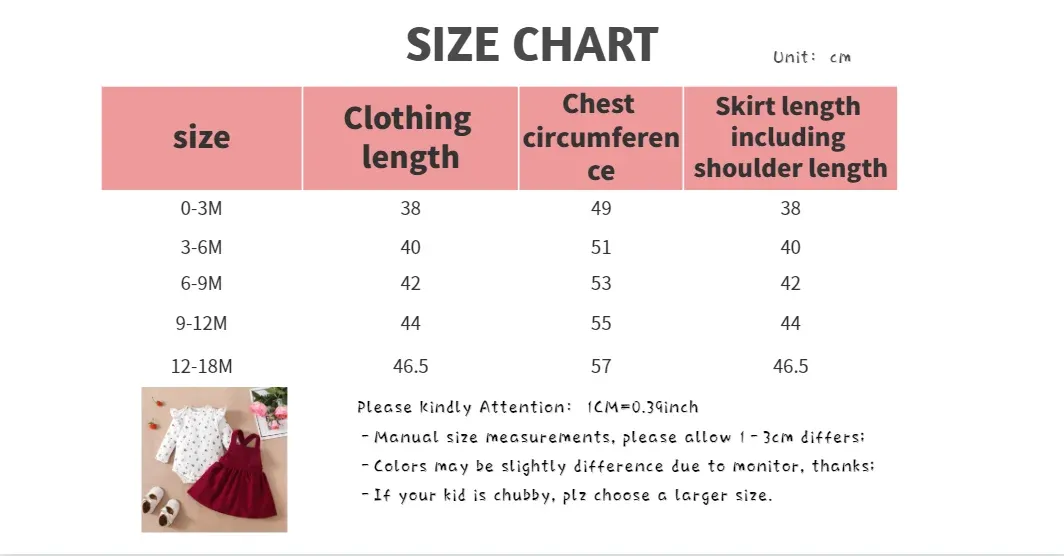 Newborn Baby Princess Birthday Dress Set: Long Sleeve Romper & Red Strap Skirt for Infant Girls (0-18 Months) - Perfect for Parties & Special Occasions showcase 7