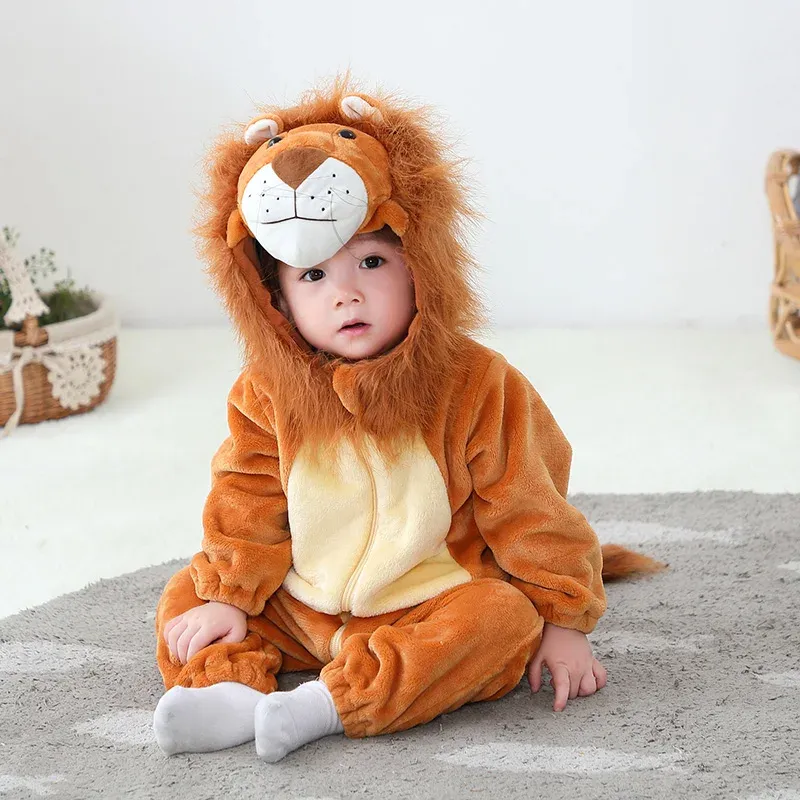 Umorden Baby Toddler Animal Romper Costume - Dalmatian Dog, Lion, Tiger, Dinosaur Kigurumi for Halloween, Purim, Parties - Soft Flannel Jumpsuit for Boys & Girls thumbnail 3