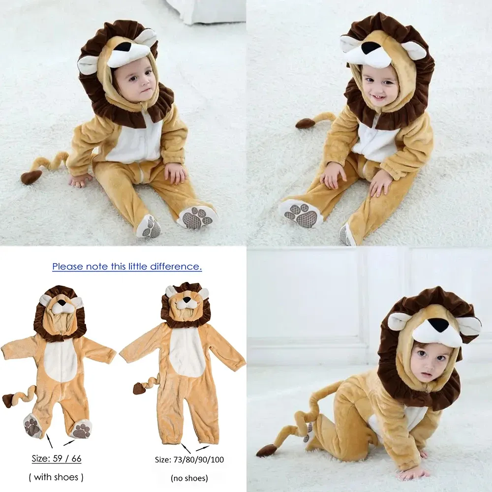 Umorden Baby Toddler Animal Romper Costume - Dalmatian Dog, Lion, Tiger, Dinosaur Kigurumi for Halloween, Purim, Parties - Soft Flannel Jumpsuit for Boys & Girls thumbnail 4