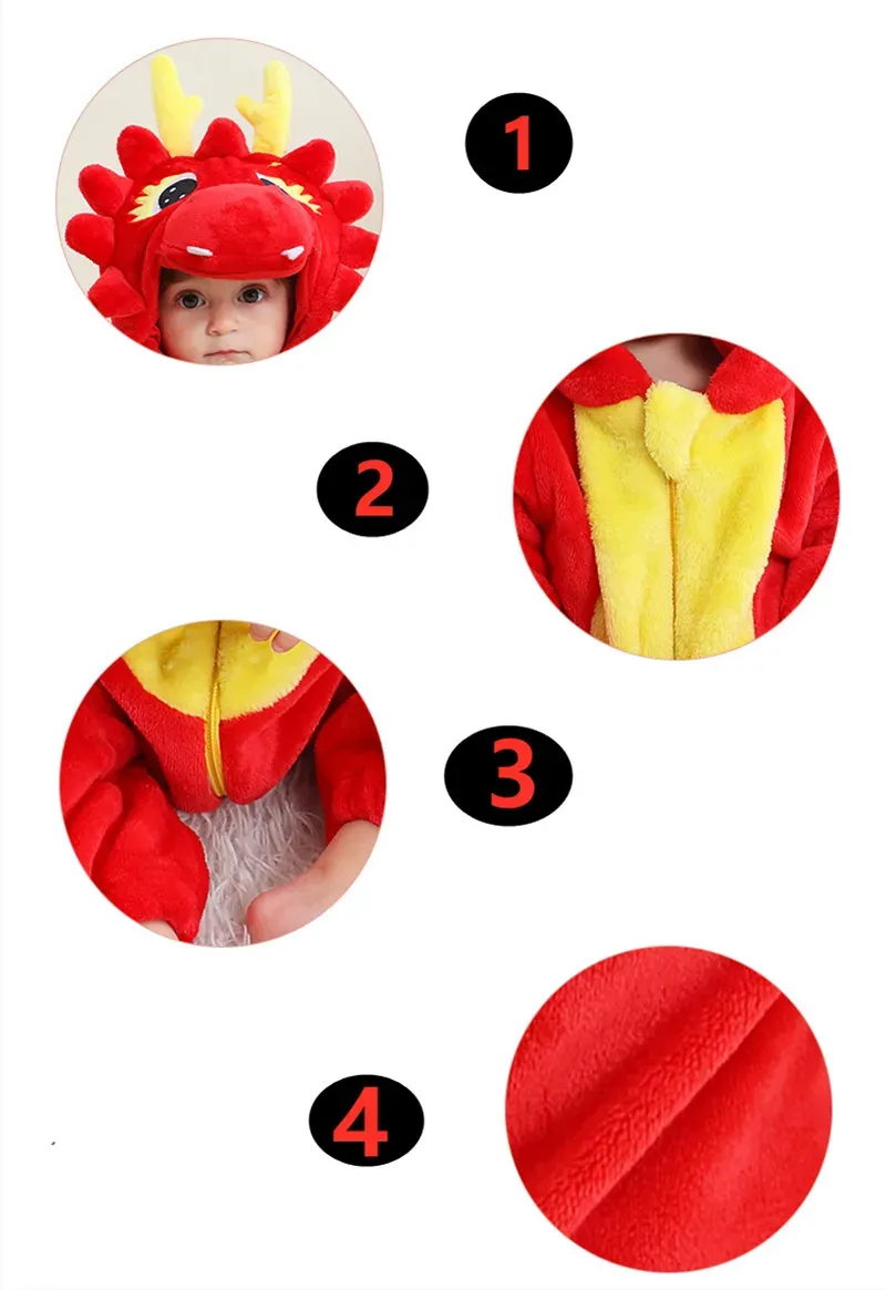 Toddler Infant Dinosaur Costume Flannel Hooded Romper - Soft Animal Onesies for Halloween, Cosplay, Parties - Cozy & Breathable Baby Outfit Gift showcase 3