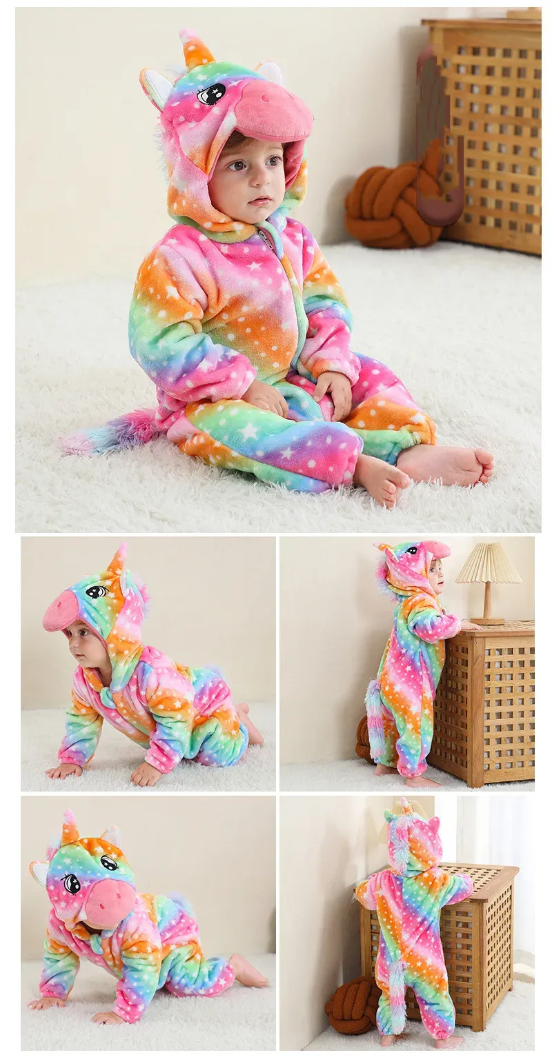 Toddler Infant Dinosaur Costume Flannel Hooded Romper - Soft Animal Onesies for Halloween, Cosplay, Parties - Cozy & Breathable Baby Outfit Gift showcase 7