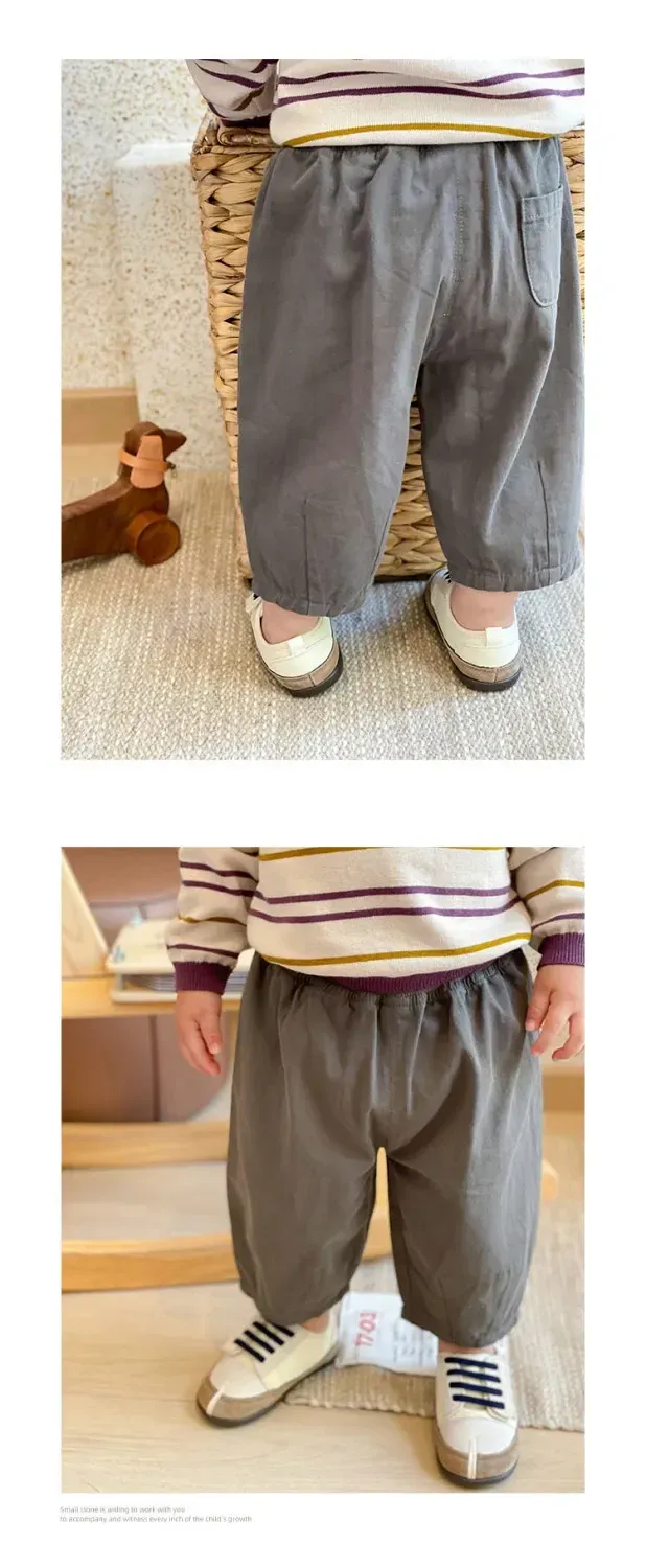 Kids Casual Ankle Length Trousers for Boys & Girls - Solid Color Loose Fit Cotton Pants for Toddlers, Summer/Spring Fashion showcase 3