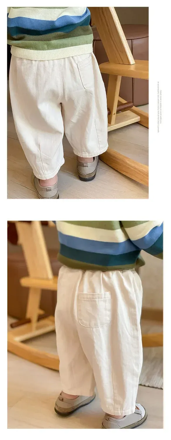 Kids Casual Ankle Length Trousers for Boys & Girls - Solid Color Loose Fit Cotton Pants for Toddlers, Summer/Spring Fashion showcase 2
