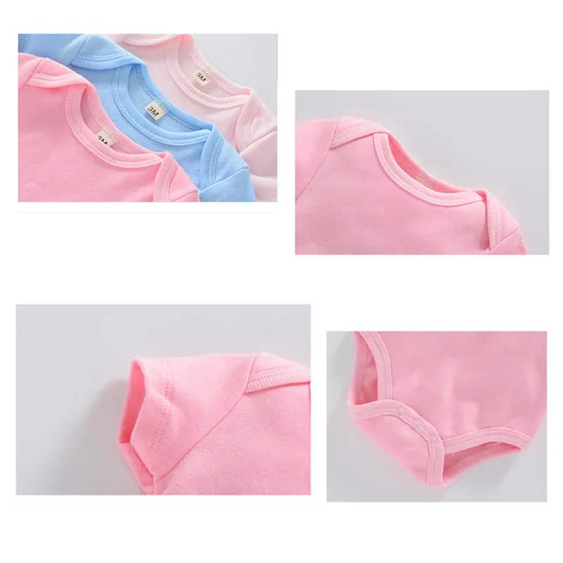 3-Pack Newborn Baby Bodysuits Summer Short Sleeve Rompers - Soft 100% Cotton Jumpsuits for Boys & Girls thumbnail 6