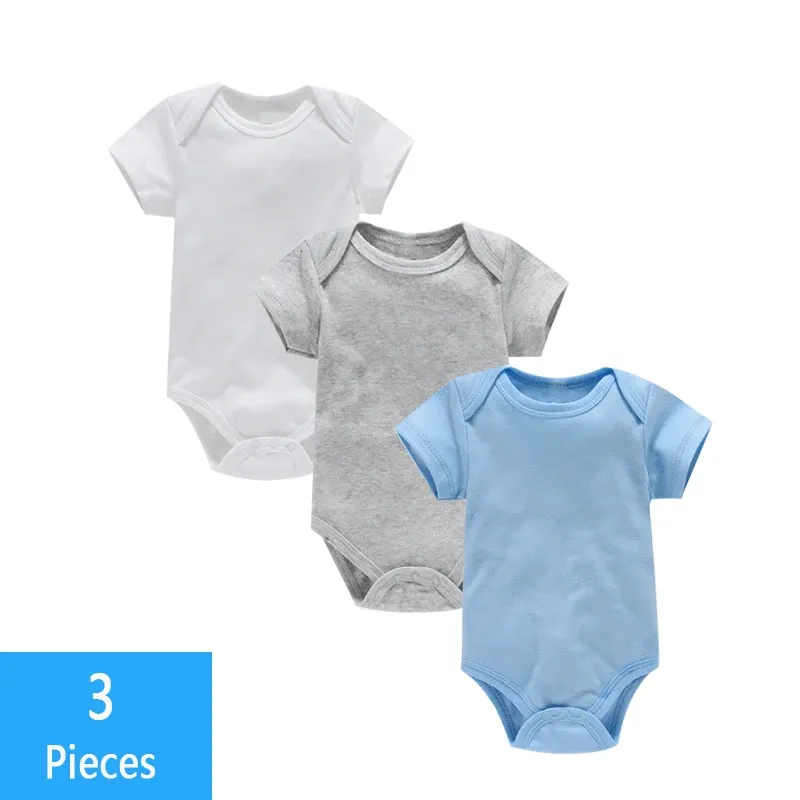 3-Pack Newborn Baby Bodysuits Summer Short Sleeve Rompers - Soft 100% Cotton Jumpsuits for Boys & Girls showcase 6