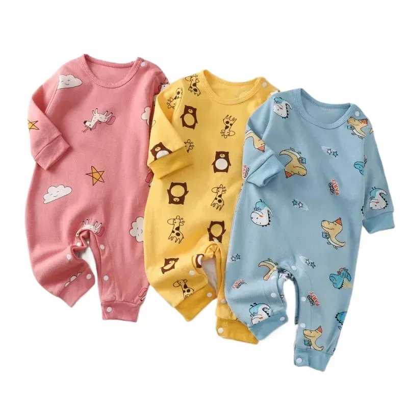 Newborn Baby Romper Autumn Spring 100% Cotton Long Sleeve Cute Infant Clothes for Girls and Boys 0-18 Months Soft Breathable
