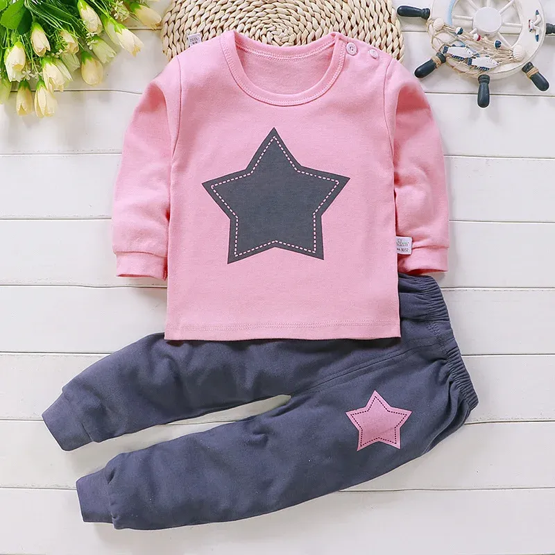 Winter Spring Baby Girl Pajama Set Cotton Cartoon Casual Sleepwear 0-5 Years, Newborn Toddler Loungewear 2-Piece Outfit thumbnail 6